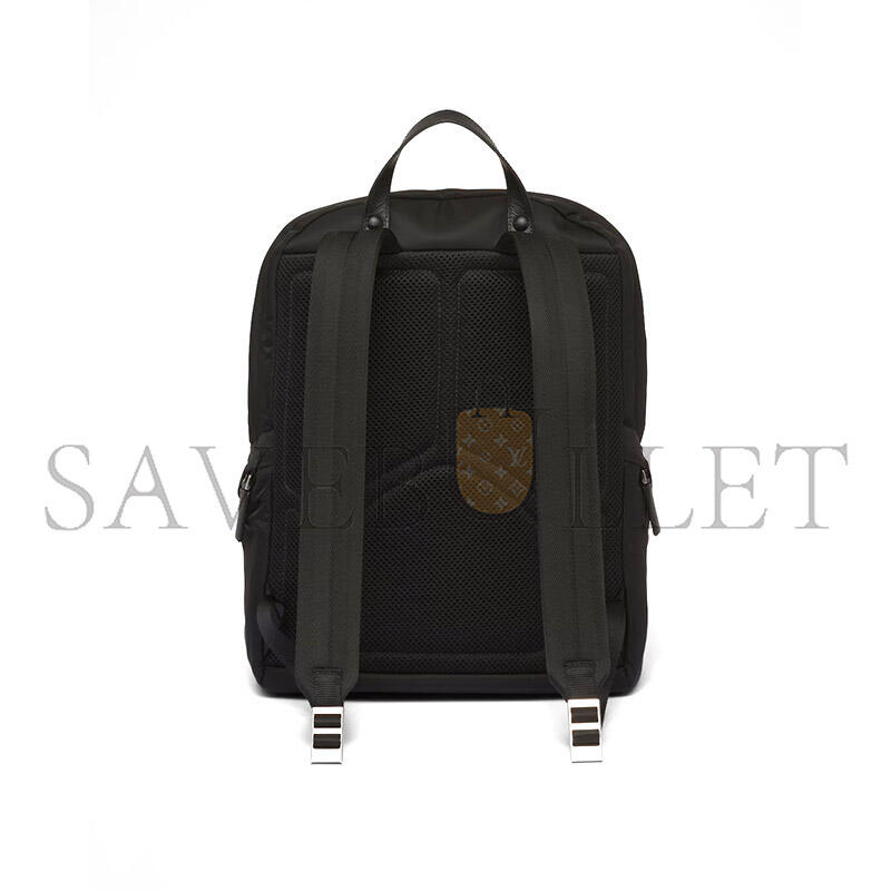 Pra*a re-nylon and saffiano leather backpack 2vz104 (39*30*17cm)